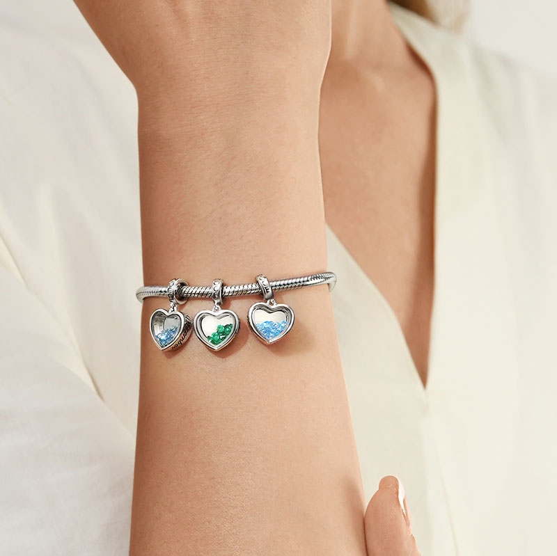 Gnoce Dec.Birthstone Heart Engravable Pendant Dangle Charm_4