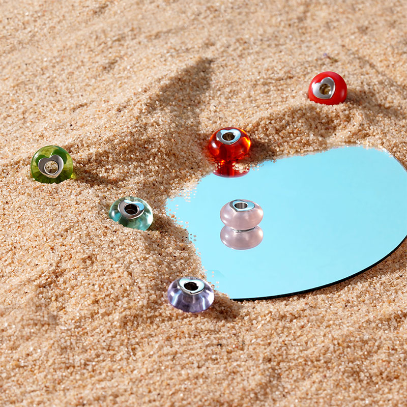 Gnoce Natural Green Stone Heart Hole Charm_3