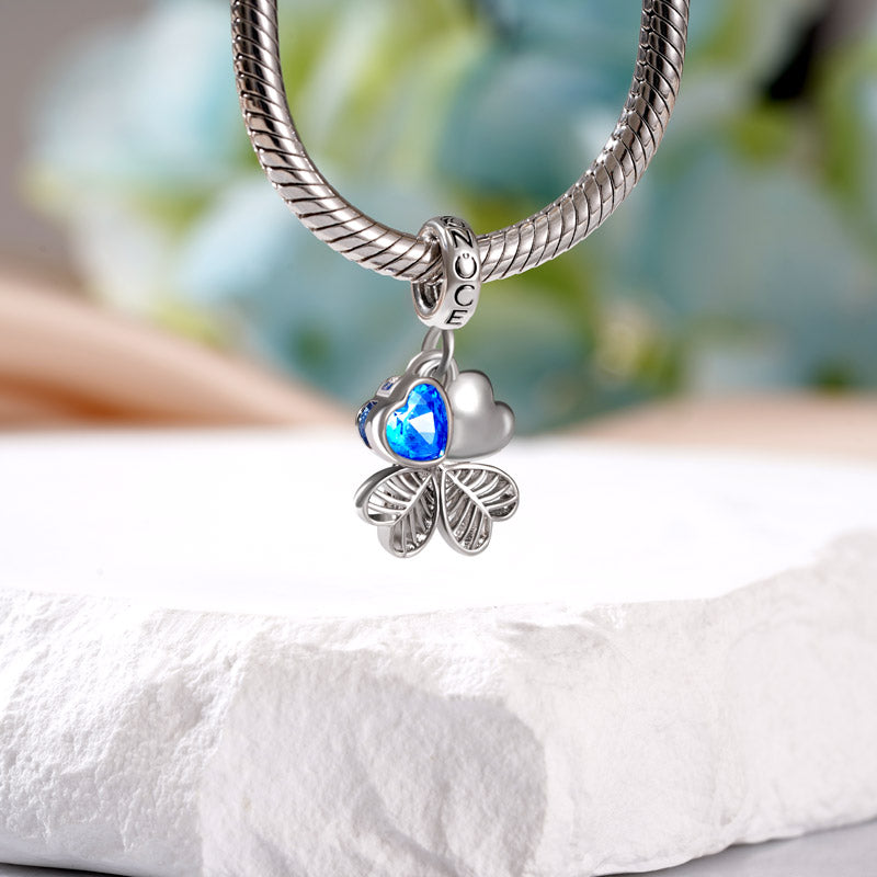 Gnoce Lucky Cloverleaf & Wishbone Pendant Dangle Charm_3