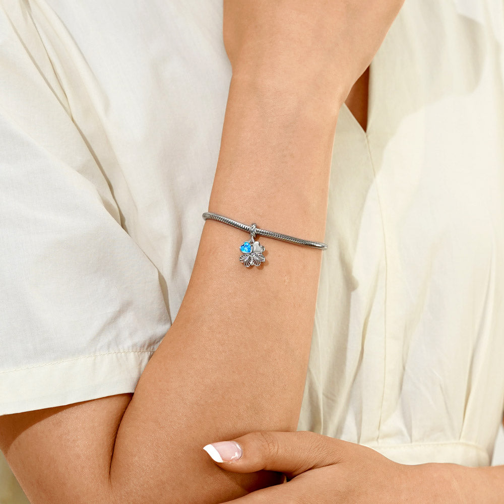 Gnoce Lucky Cloverleaf & Wishbone Pendant Dangle Charm_5