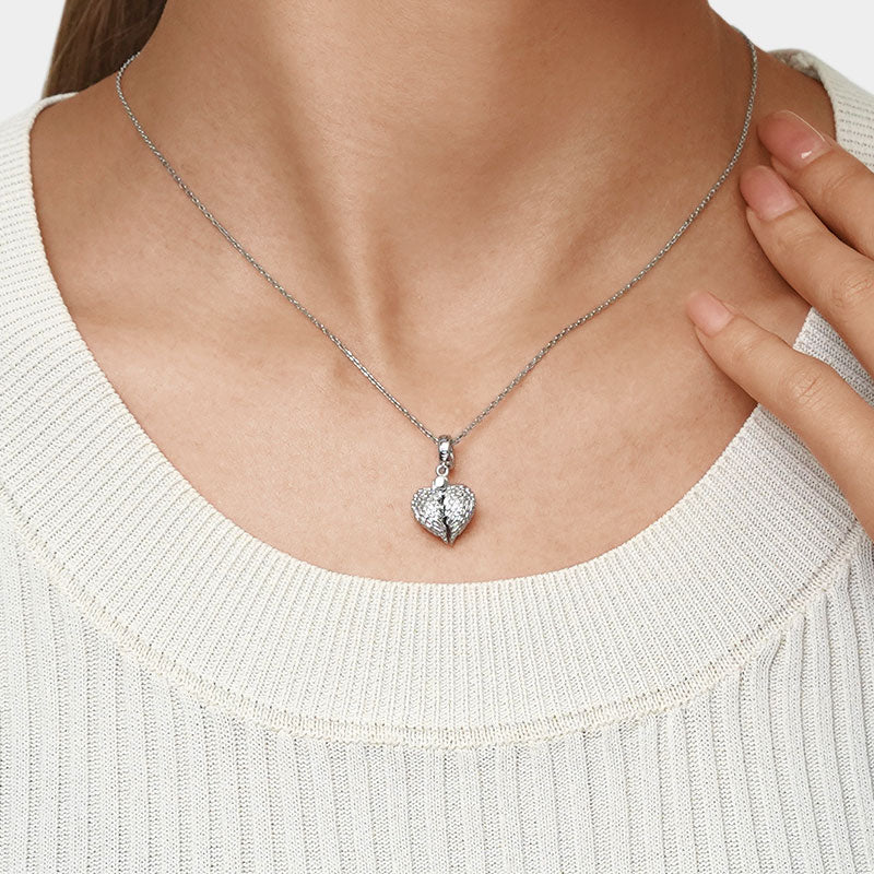 Gnoce Angel Wings Heart Engravable Pendant Dangle Charm_4