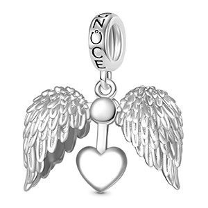 Gnoce Angel Wings Heart Engravable Pendant Dangle Charm