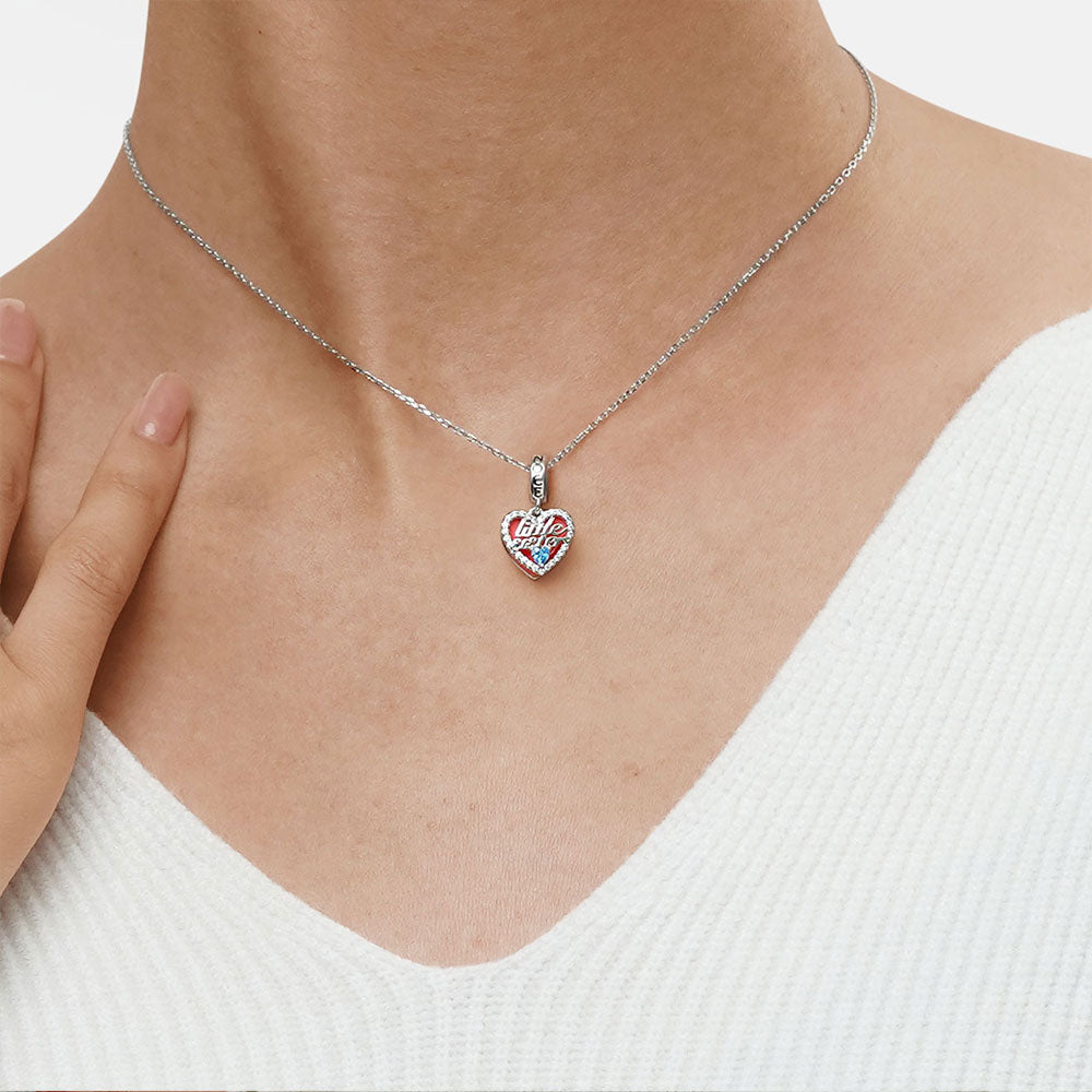 Gnoce "Little Sister" Heart Double Pendant Dangle Charm_7