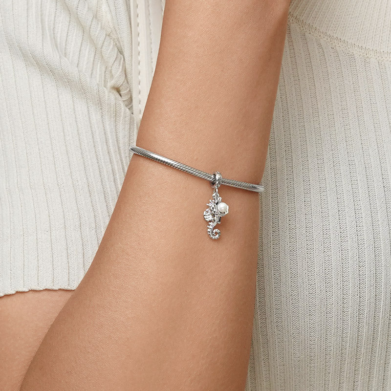 Gnoce Seahorse Shell Double Pendant Dangle Charm_5