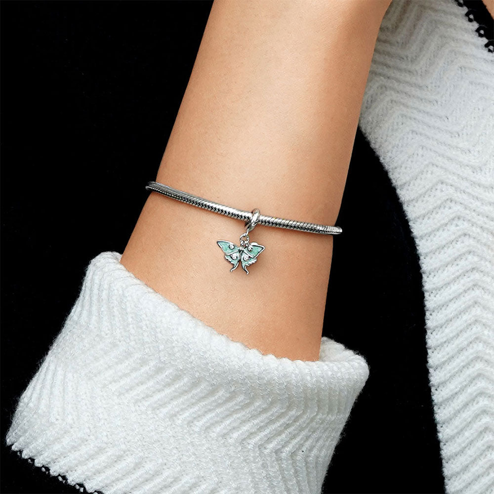 Gnoce Sparkling Butterfly Heart Double Pendant Dangle Charm_4