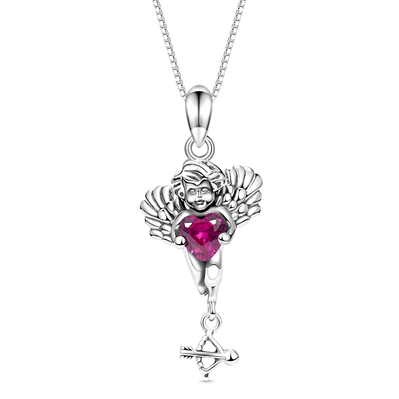 Gnoce Eros Cupid Embraces Heart Gem Necklace_1