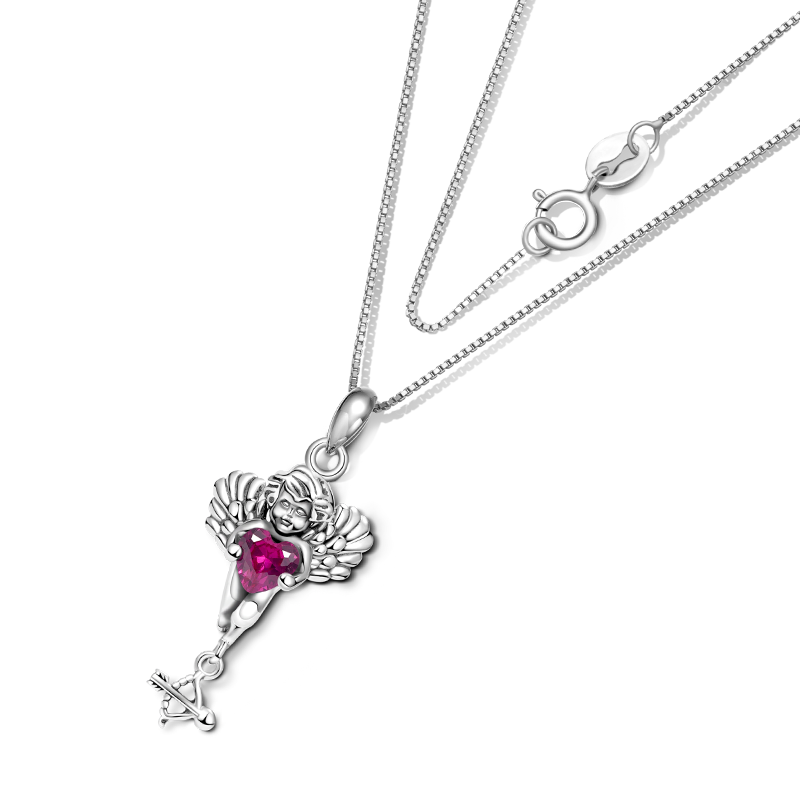Gnoce Eros Cupid Embraces Heart Gem Necklace_2