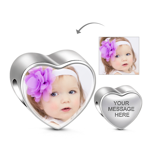 Gnoce "Always in My Heart "Adorable Heart Shape Engravable Personalized Photo Charm  to Friends, Families and Pets_1