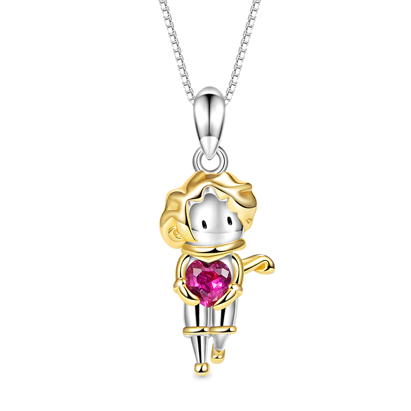 Gnoce Little Boy Embraces Heart Gem Necklace_1