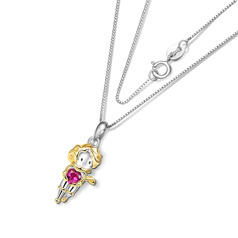 Gnoce Little Boy Embraces Heart Gem Necklace_2
