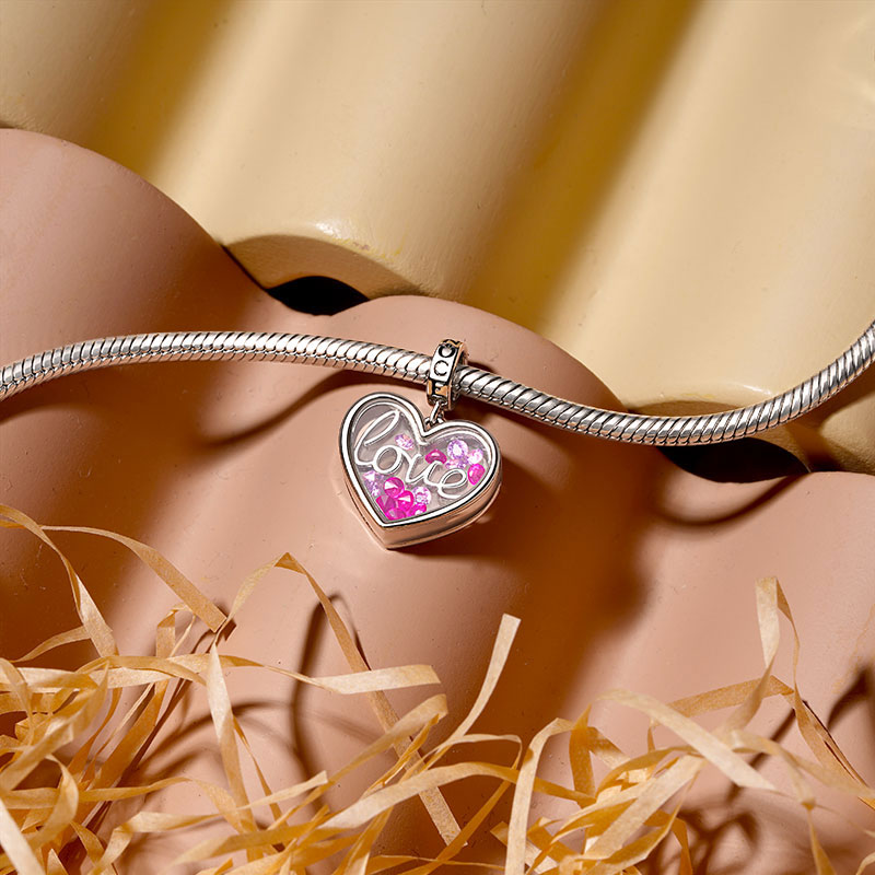 Gnoce Pink Lover Heart Pendant Dangle Charm_3