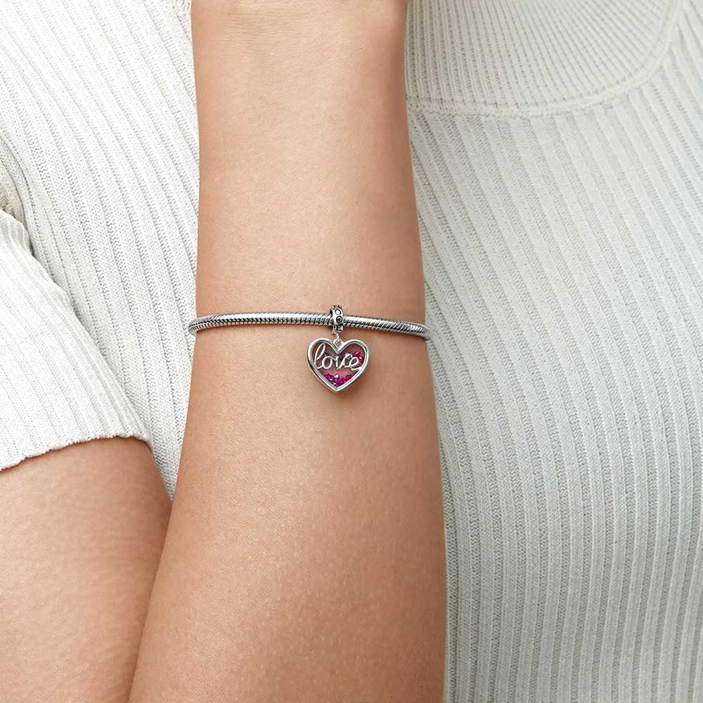 Gnoce Pink Lover Heart Pendant Dangle Charm_5