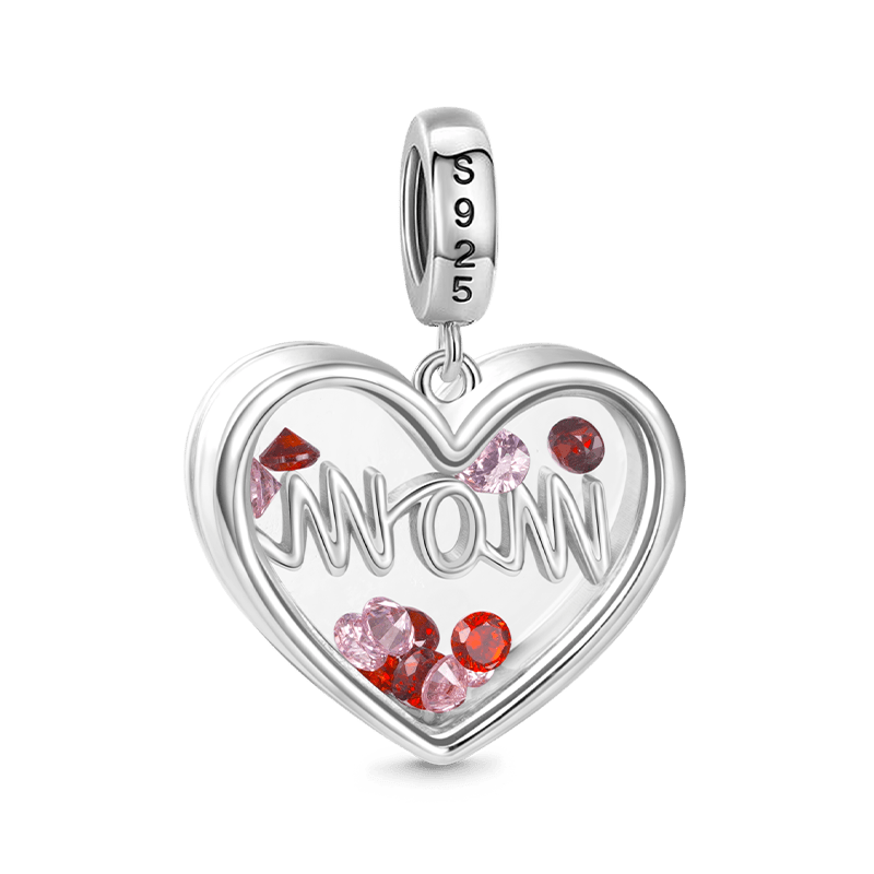 Gnoce Sparkling Mom Heart Pendant Dangle Charm_2