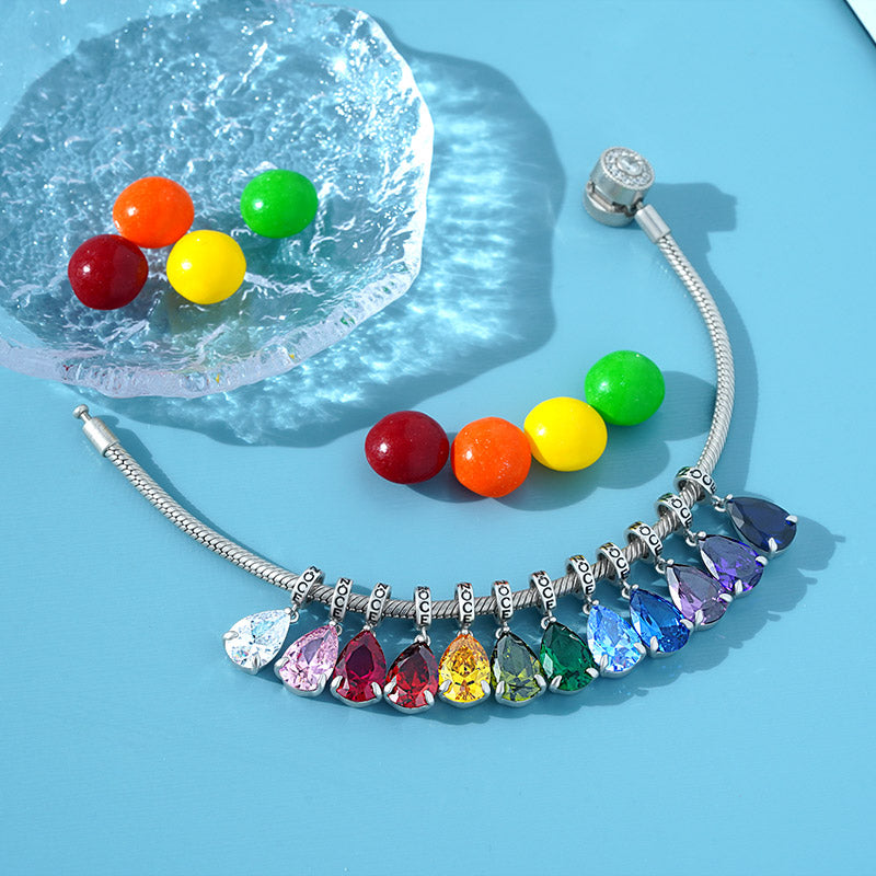 Gnoce Pear-cut Birthstone Personalized Pendant Dangle Charm_7