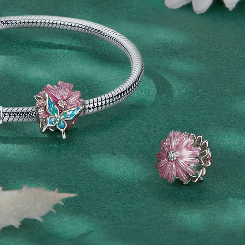 Gnoce Butterfly Loves Daisy Flower Charm_3