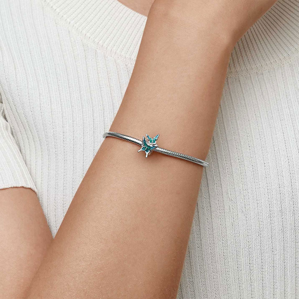 Gnoce Flying Blue Butterflies Stopper Charm_5