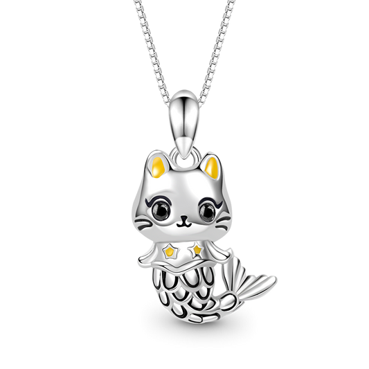 Gnoce Cute Cat Mermaid Necklace_1
