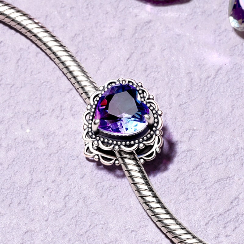 Gnoce Sparkling "Forever my love" Heart Charm_4