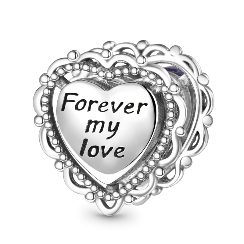Gnoce Sparkling "Forever my love" Heart Charm_2