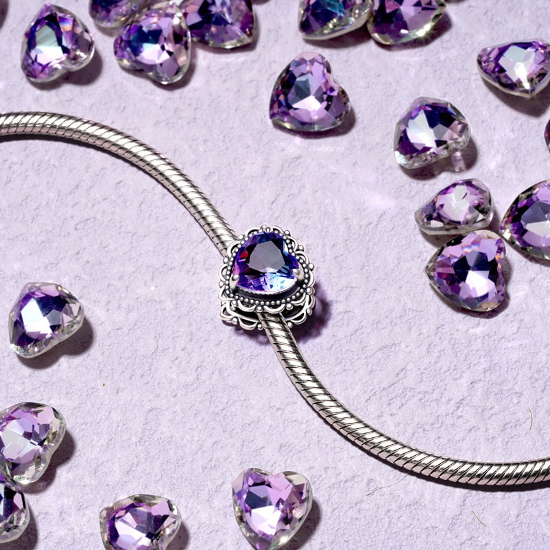 Gnoce Sparkling "Forever my love" Heart Charm_3