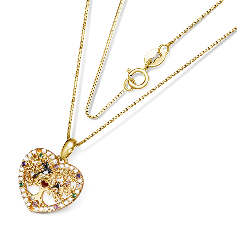 Gnoce Swallow Mom & BabyTree of Life Heart Necklace_2