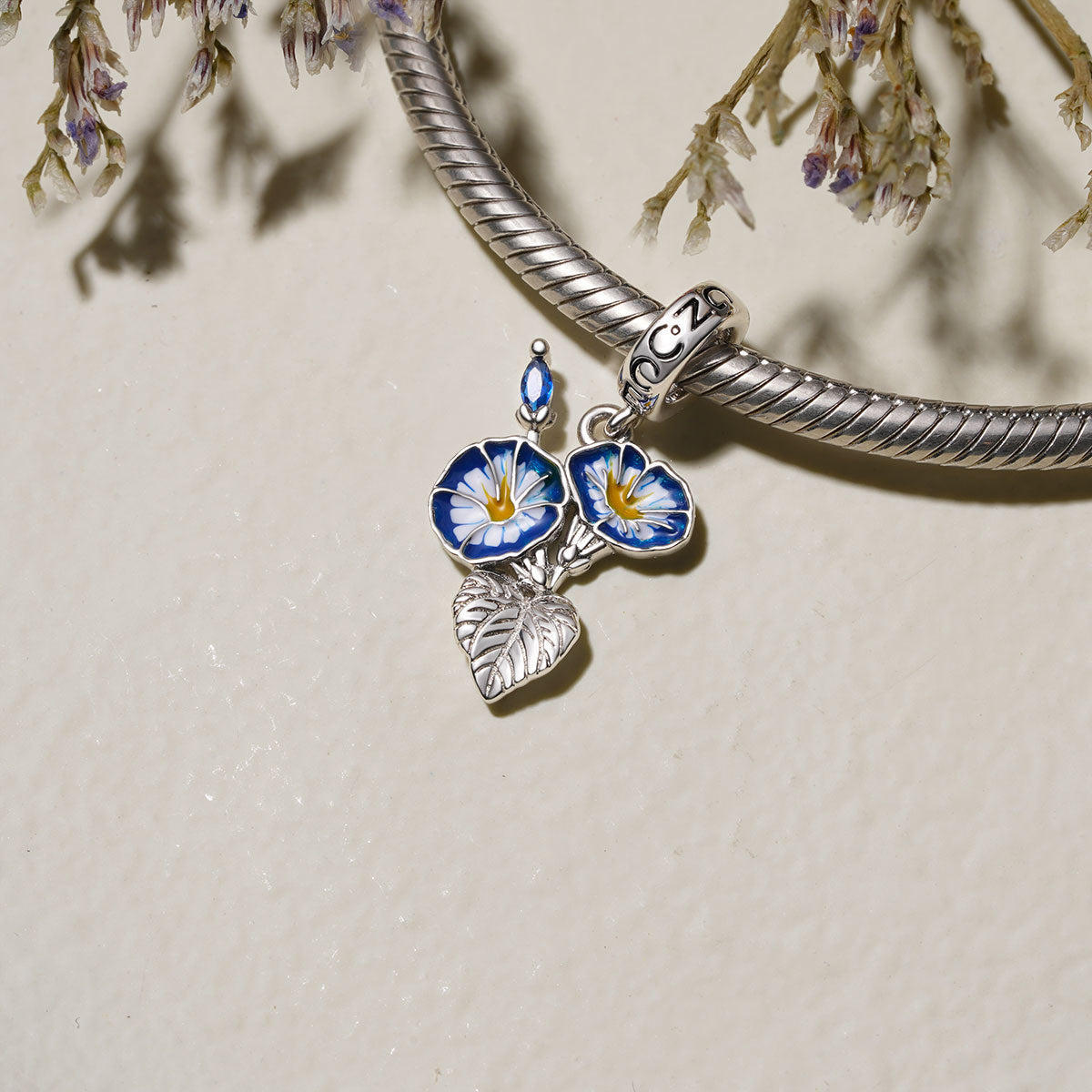 Gnoce Sept.Birthday Flower Morning Glory Pendant Dangle Charm_3