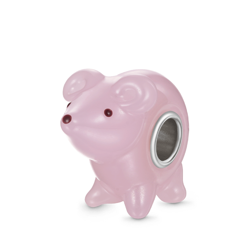 Gnoce Pink Mouse Murano Glass Charm_1