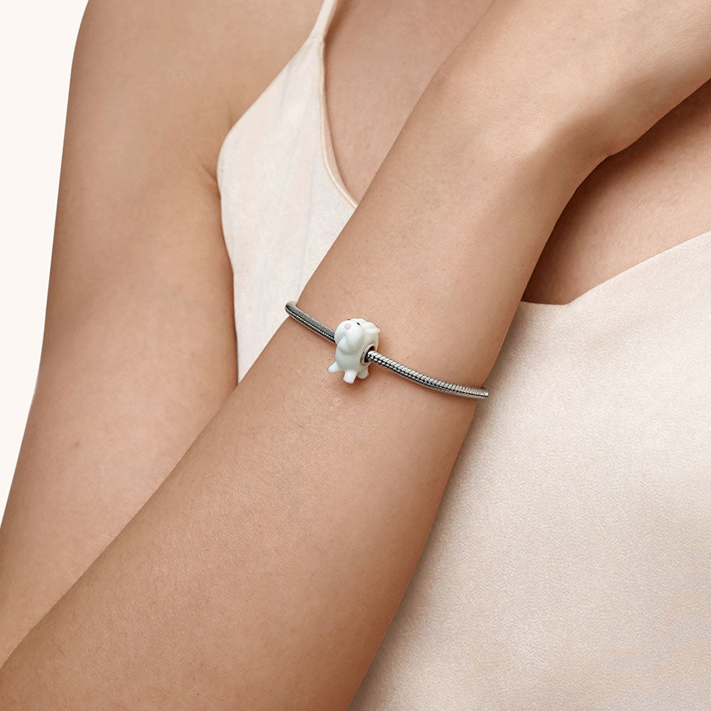 Gnoce White Rabbit Murano Glass Charm_5