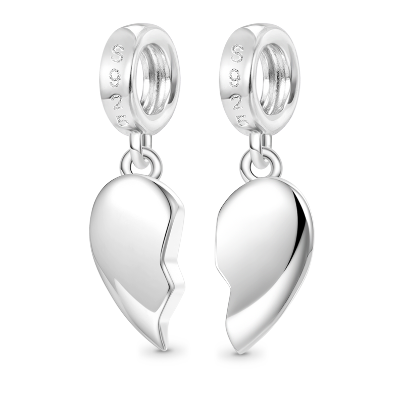 Gnoce Matching Heart Initial Letters Personalized Pendant Dangle Charm_2