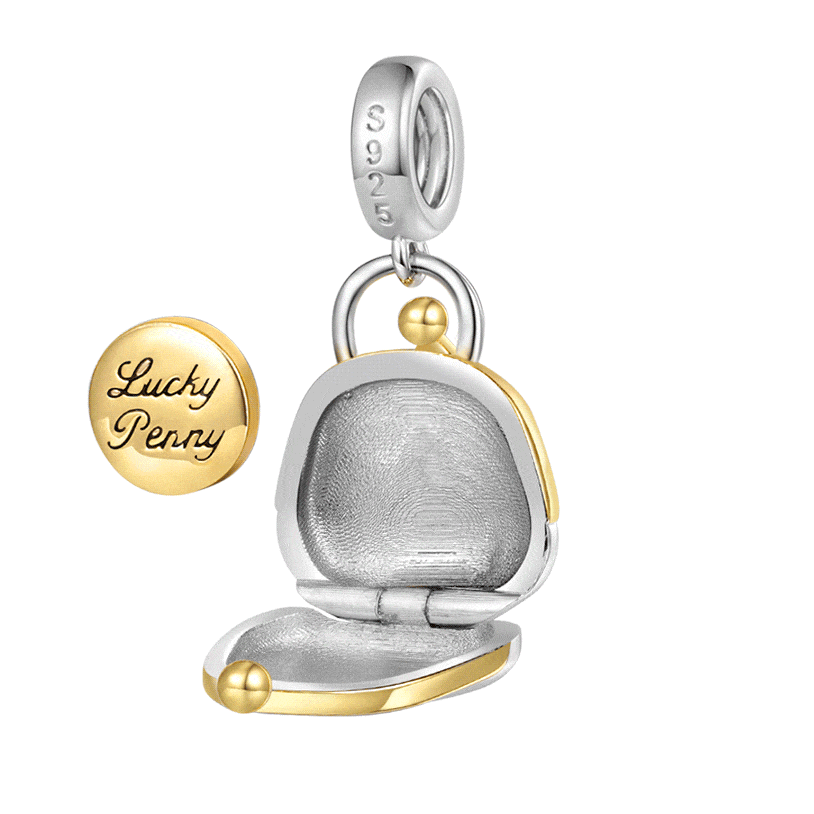 Gnoce Openable Purse & Lucky Penny Pendant Dangle Charm_1