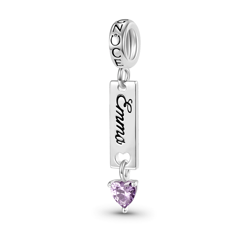 Gnoce Classic Bar Heart Birthstone Engravable Pendant Dangle Charm_2