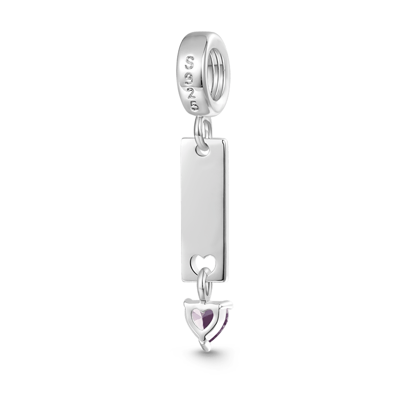 Gnoce Classic Bar Heart Birthstone Engravable Pendant Dangle Charm_3