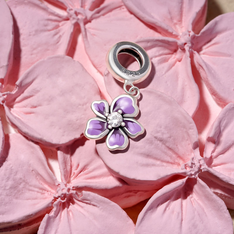 Gnoce Purple Flower Pendant Dangle Charm_3