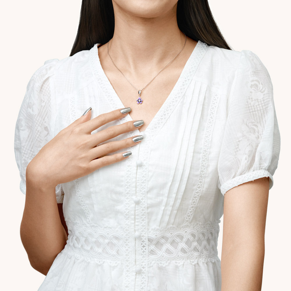 Gnoce Purple Flower Pendant Dangle Charm_6