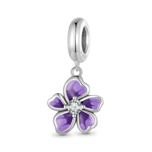 Gnoce Purple Flower Pendant Dangle Charm_1