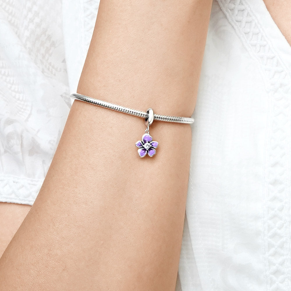 Gnoce Purple Flower Pendant Dangle Charm_5