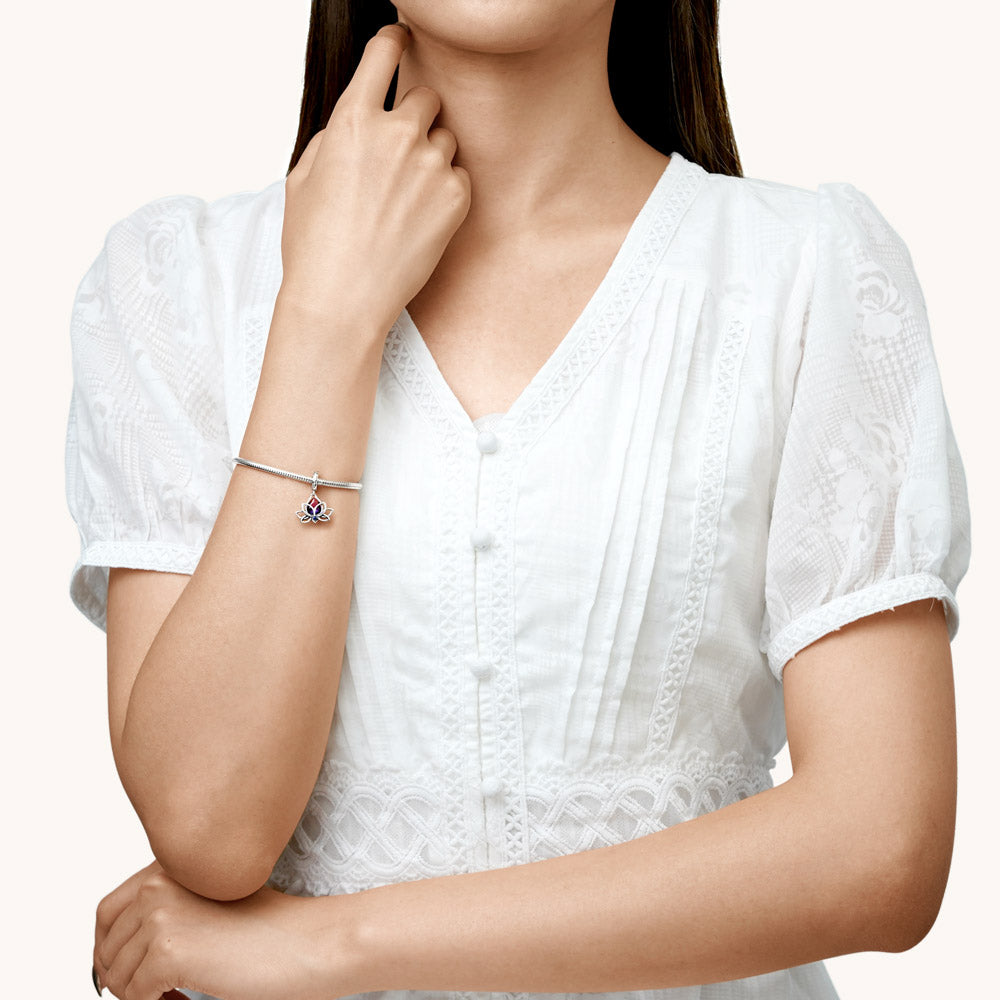 Gnoce Lotus Flower Pendant Dangle Charm_4