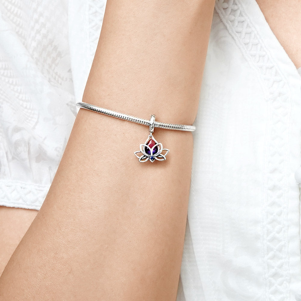 Gnoce Lotus Flower Pendant Dangle Charm_5