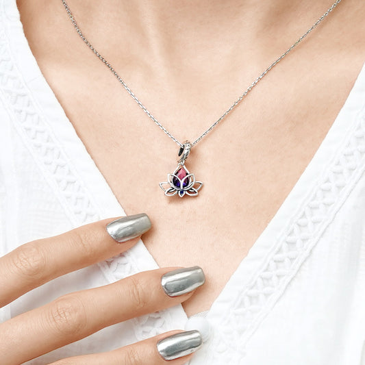 Gnoce Lotus Flower Pendant Dangle Charm_7