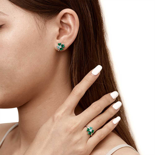 Gnoce Lucky Four Leaf Clover Adjustable Ring_4