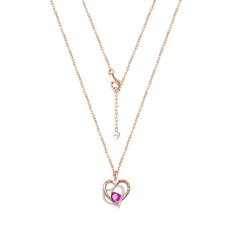 Gnoce "I Love You to the Moon and Back" Birthstone Heart Necklace_2