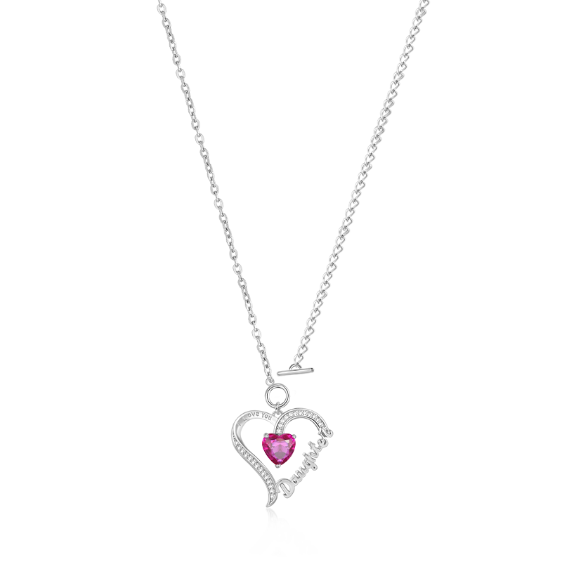 Gnoce "Daughter" Birthstone Heart Necklace_2