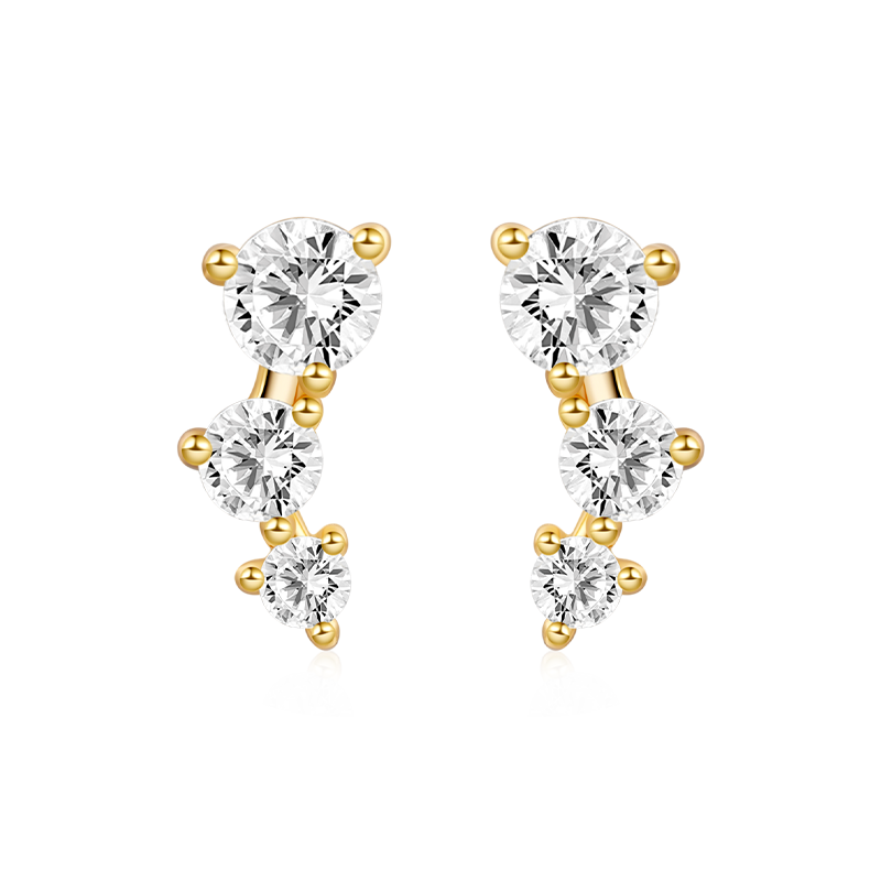 Gnoce Three Stone Stud Earrings_1