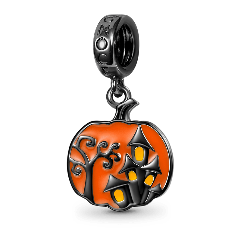 Gnoce Halloween Spooky Castle Pumpkin Pendant Dangle Charm_1
