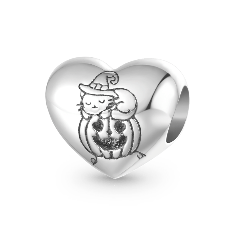 Gnoce Halloween "Trick or Treat" Pumpkin & Cat Heart Charm_1