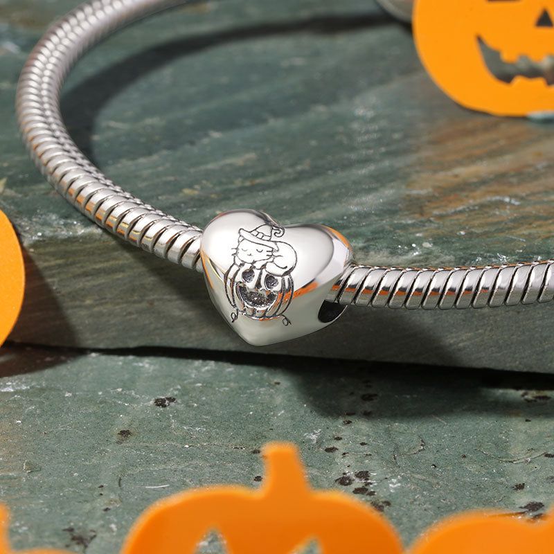 Gnoce Halloween "Trick or Treat" Pumpkin & Cat Heart Charm_3