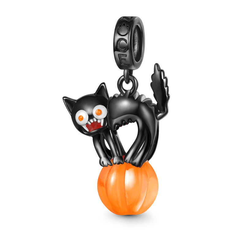 Gnoce Halloween Black Cat Pendant Dangle Charm_1
