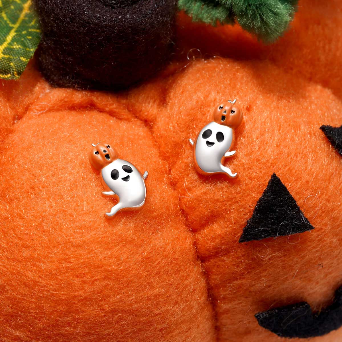 Gnoce Halloween Spooky Pumpkin Stud Earrings_3