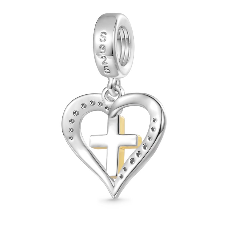 Gnoce Love Heart Cross Pendant Dangle Charm_2