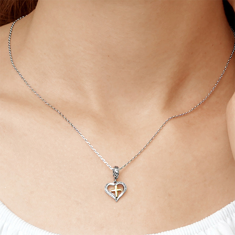 Gnoce Love Heart Cross Pendant Dangle Charm_5